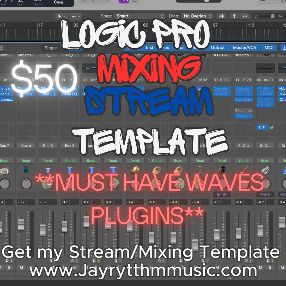 JayRytthm Logic LiveStream/Mixing Template ***MUST HAVE WAVES PLUGINS*** SILENCER GATE PLUGIN FOR DRUMS